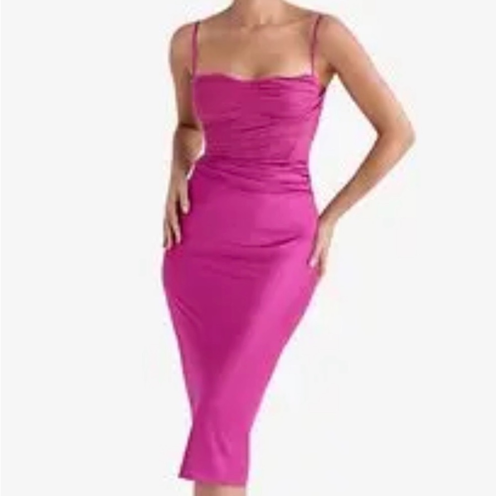 House of CB Teia Satin and Georgette Corset Dress ~pink~ Size S NWT $269msrp